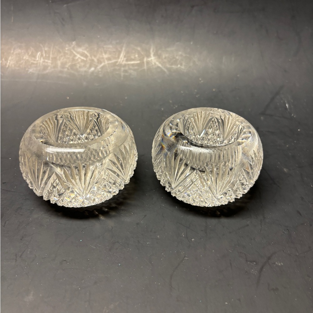 Pair of Vintage Crystal Taper Candle Holders